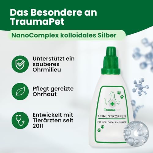 TraumaPet Ohrentropfen für Hunde & Katzen mit kolloidalem Silber, 50 ml – Ansicht 3
