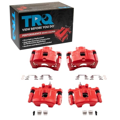 Image of TRQ Performance Front and Rear Brake Caliper Set Coated Brackets Compatible with 2011-2014 Chrysler 200 2007-2010 Sebring 2008-2014 Dodge Avenger 2007-2012 Caliber 2007-2017 Jeep Compass Patriot