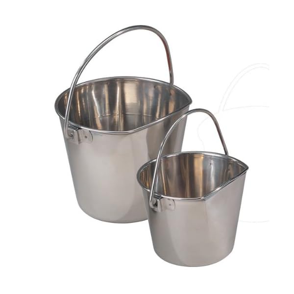 ProSelect-Stainless-Steel-Flat-Sided-Pet-Pail Stainless Steel Dog Pail