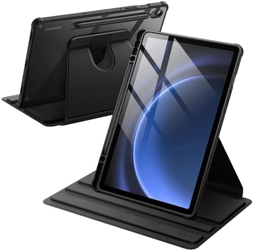 JETech 360° Rotating Case for Galaxy Tab S10 Lite/S10 FE/S9 FE/S9, Black