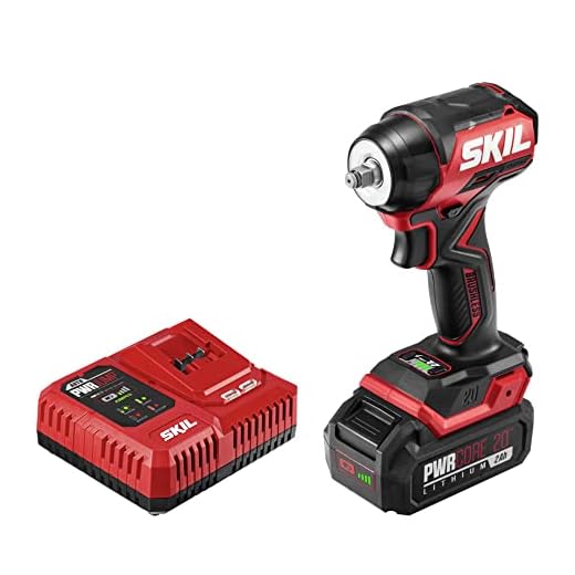 SKIL PWR CORE 20 Brushless 20V 3/8 in. Compact Impact Wrench Kit with 3-Speed & Halo Light Includes 2.0Ah Battery and PWR Jump Charger - IW6739B-10