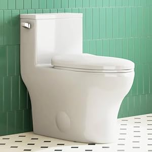 Eridanus One Piece Toilet Elongated With Soft Closing Seat Comfortable ADA Compliant 17 Chair Height Seat Powerful Quiet Left Side Trip Lever Flush 128 GPF 12 Rough In