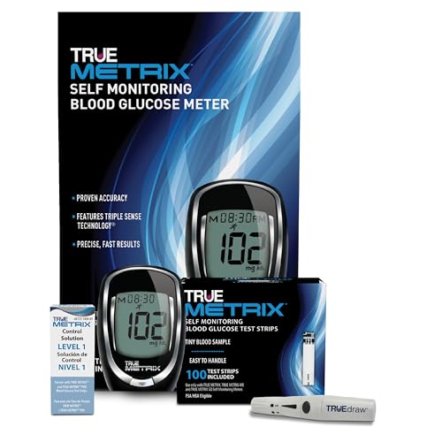 TRUE METRIX Meter Starter Kit - Blood Glucose Meter, Case, 100 Test Strips, Lancing Device, Control Solution - Fast, Easy Testing Supplies for Home Use