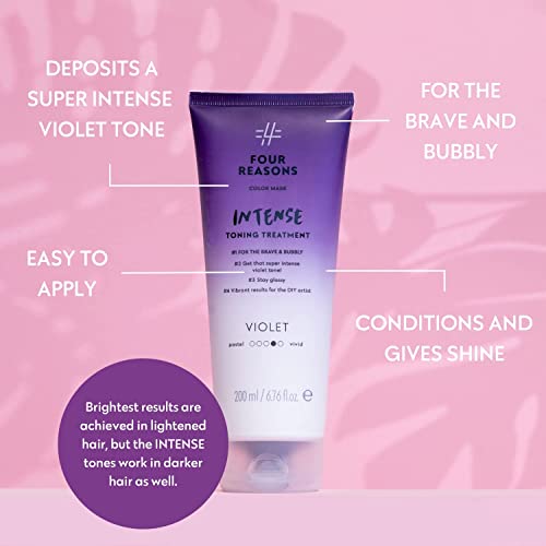 Image of Four Reasons Color Mask INTENSE Violet (27 Colors) - Color Depositing Conditioner - Semi Permanent Purple Hair Dye for Lightened and Colored Hair- 100% Vegan, 6.76 fl oz