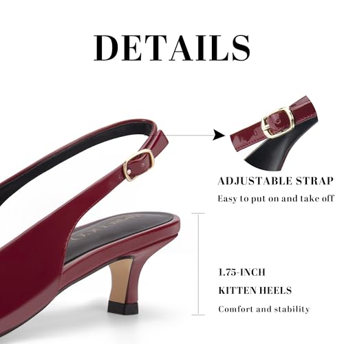Image of AprCoco Women's Kitten Heels Slingback Pointed Closed Toe Ankle Strap Elegant Women Pumps Shoes for Dating Wedding