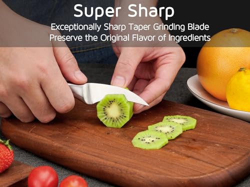 WELLSTAR 2.5 Inch Birds Beak Paring Knife, Sharp High Carbon Stainless Steel Curved Blade for Fruit and Vegetable Peeling Garnishing Cutting – Silver - Image 5