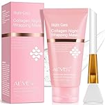 Collagen Night Wrapping Mask, Collagen Jelly Face Masks with Jelly Brush, Peel Off Face Mask for Facials Professional Korean Skin Care, Elasticity & Hydration Care Overnight Mask for Women