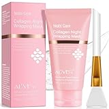 Collagen Night Wrapping Mask, Collagen Jelly Face Masks with Jelly Brush, Peel Off Face Mask for Facials Professional Korean Skin Care, Elasticity & Hydration Care Overnight Mask for Women