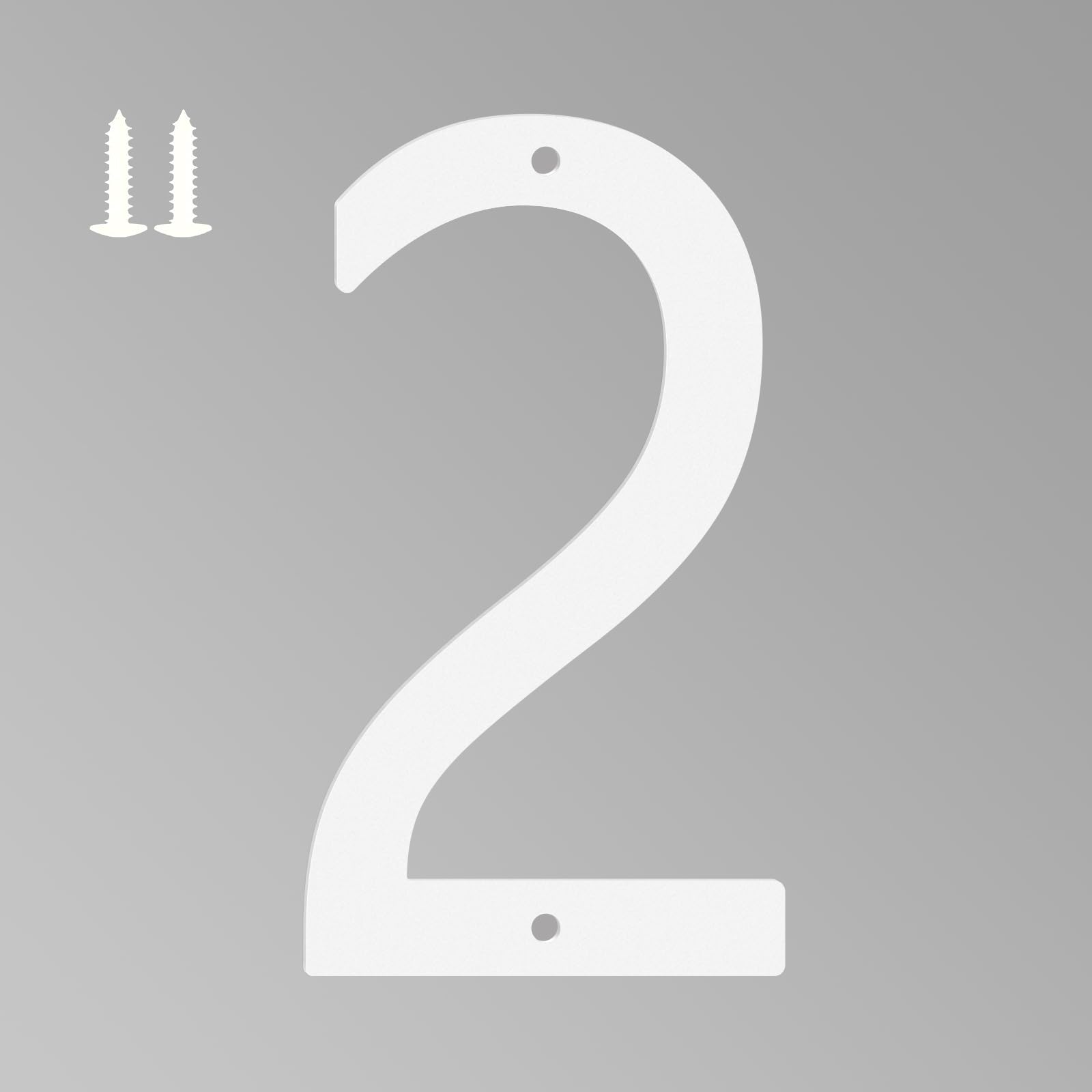 7 Inch White House Numbers for Outside, Metal Letters for Outdoor Signs, Anti-rust Aluminium House Address Letters for Front Door, Office, and Garden Decoration (Number 2)