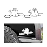 LKAHG Funny Hungry Cat Car Sticker, 2PCS Waterproof Cat Needs Food with Empty Bowl Vehicle Petrol Gas Cap Decal, Automotive Decoration Accessories, Universal for SUV Motorcycle Truck (Left)