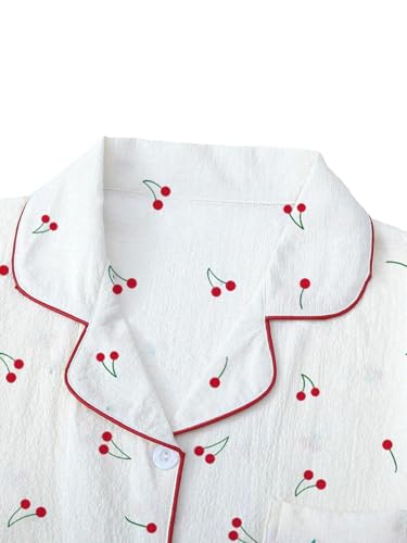 Remidoo Women's Floral Pj Set Short Sleeve 2 Piece Button Up Pajamas Sleepwear3