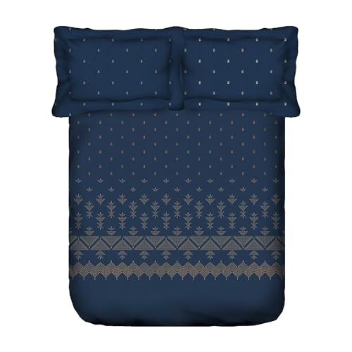 Image of MYTRIDENT Sanskriti Cotton Bedsheet for Double Bed, Gifting Collection King Size - Phulkari Blue