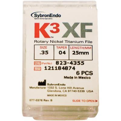 Kerr Dental 823-4355 K3 XF Rotary Endodontic Files .35/.04 25mm 6/Pk