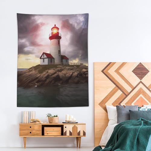 Tapisserie d'art abstrait grand format déco murale phare imprimé tissu polyester