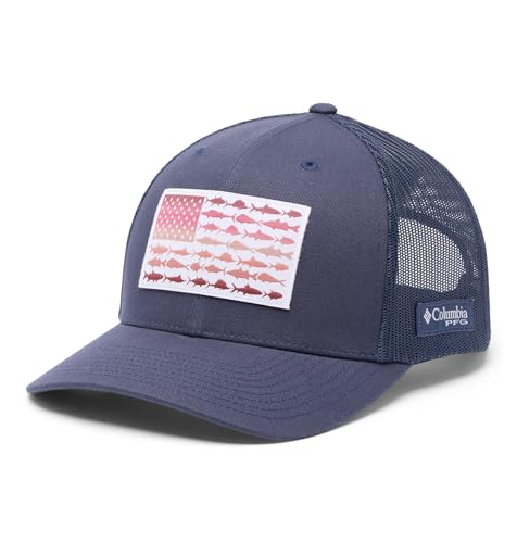Image of Columbia Unisex Unisex PFG Fish Flag Mesh Snap Back Hat, Nocturnal /Fish Flag, One Size