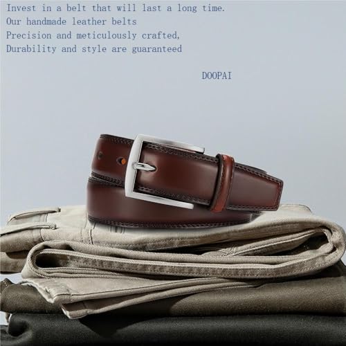 Image of DOOPAI Mens Dress Belt - Genuine Leather Dress Belts For Men,Casual Suit Jeans Belt-Single Prong Buckle black belt