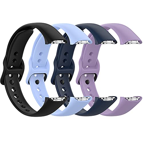 Lijinlan Bands for Samsung Galaxy Fit, Soft Silicone Sport Fitness Strap for Galaxy Fit SM-R370 Smartwatch, Replacement Wristband Accessories for Men Women (4P-Black Skyblue Darkblue Purple)
