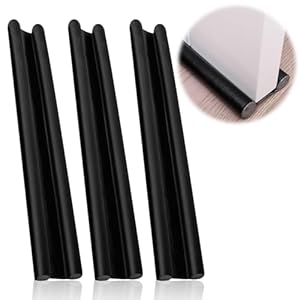 3 stuks dubbele tochtstopper, 96 cm, tochtstopper voor deur, isolerend, tochtstopper, onder de deur, onder de deur, voor onder de deur, binnen en buiten, bescherming tegen (zwart)
