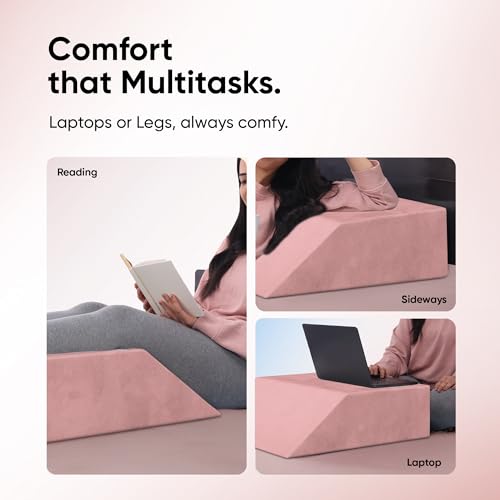 Image of Frido Leg Elevation Wedge Pillow for Edema, Varicose Veins, Fracture | High Resilience Foam Cushion for Leg, Knee & Thigh Support | Back Pain & Swelling Relief | Lightweight (Blush Pink)