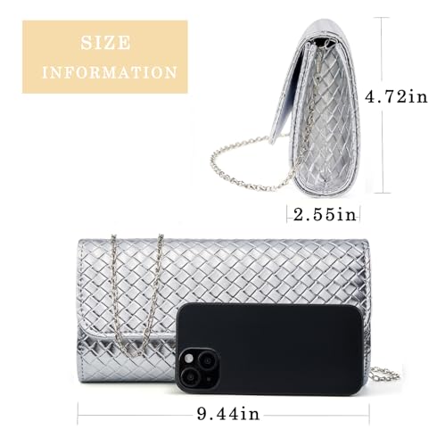 Image of Women's Woven Evening Bag Faux Leather Shoulder Handbag Fashion Crossbody Clutch Purse