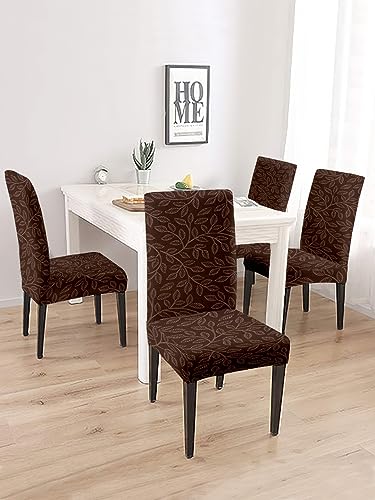 Image of Cortina Polyester Spandex Dining Chair Cover, Stretchable & Washable Slipcover, Brown (Set of 1)