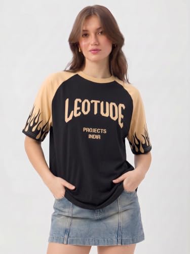 Image of LEOTUDE Half Sleeve Round Neck Tshirt for Women, Oversized Longline