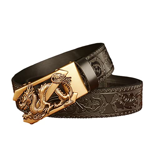 Montre à cliquet et ceinture homme en cuir noir : le cadeau idéal avec dragon 3D