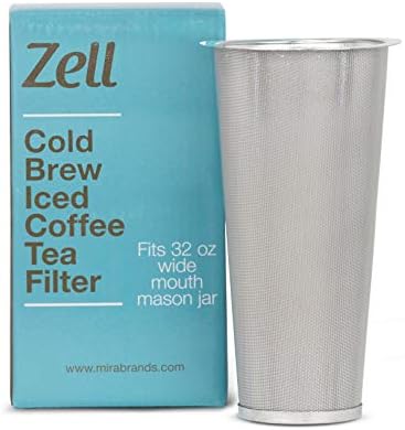 Cold Brew Coffee Maker, Iced Coffee & Tea Maker Infuser for Mason Jars | Durable Fine Mesh Stainless Steel Coffee Maker Filter (Stainless Steel - Tapered, For 32 oz Wide Mouth Mason Jars)