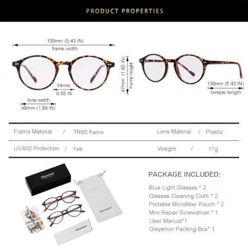 Image of Blue Light Glasses for Men Women, Vintage Round Frame Eyeglasses | Blue Light Blocking Glasses, Lightweight TR90 Frame, Work Gaming Daily Screen Office Computer Use