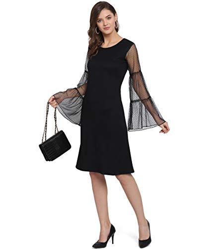 Image of OOMPH! Women's Western & Fusion wear Net A-Line Knee-Long Dress