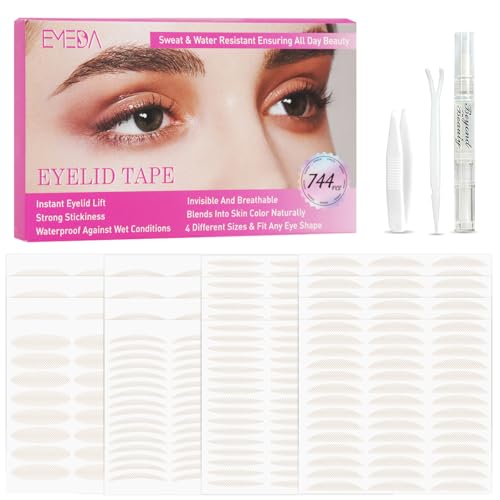 EMEDA Invisible Double Eyelid Tape Strip, 744 pcs Eyelid Tape