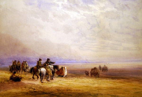 Affiche Toile Se préparer à traverser les sables de Lancaster David Cox impression 60x90cm