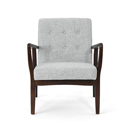 Christopher Knight Home Conrad Fabric Mid-Century Birch Club Chair, Cement Heath Christopher Knight Home Conrad Fabric Mid-Century Birch Club Chair, Cement Heath