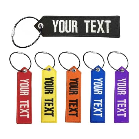 AI-NEEL Custom Luggage Tag Keychain, Personalized Double Sided Embroidery Tags for Travel Suitcases Crate Belt Gear with Stainless Steel Keyring Cover