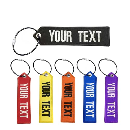 QIMAMADE Etiqueta de equipaje personalizada, bordado de doble cara para maletas, cajas, cinturones, equipaje con llavero de acero inoxidable, Tamaño normal