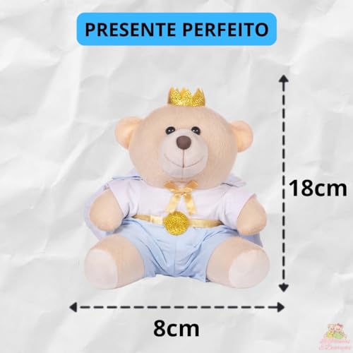 Urso De 18cm Para Nicho Decoração Menino Principe Azul Claro Bebê Baby Decoração Quarto Festa Pelúci