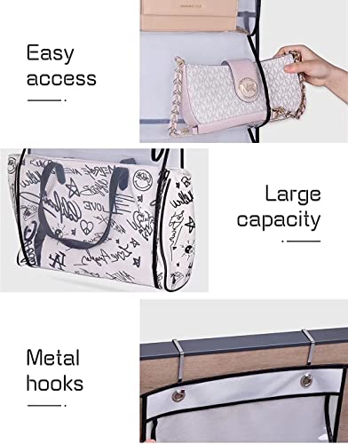 Misslo 6 Clear Pockets Over Door Organizer For Handbags, Caps, Accessories (White) #TOP3