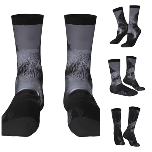 LZQPOEAS Black German Shepherd Athletic Socks Unisex Cushioned Crew Socks Hiking Running Calf Sock Soft Above Ankle Sock