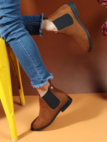 Image of Carlton London Women Comfortable fashionable low Heel Ankle Height Boots for Daily use, Office use, Casual use