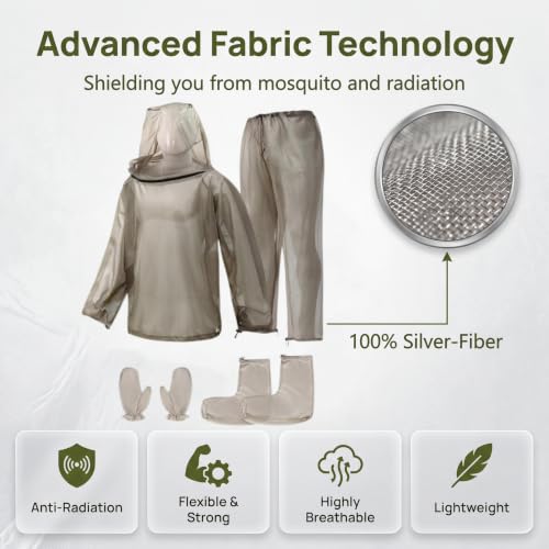 Amradield Pure Silver Fiber Mosquito Suit, 4PCS Chaqueta Pantalones Guantes Calcetines miniatura 3
