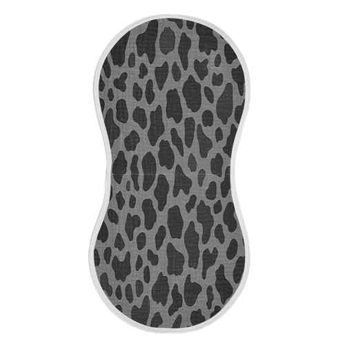 Black Leopard Print Burp Cloths Cotton Baby Washcloths,Large 22x11in Burping Cloth Absorbent and Soft for Newborn Baby Boys and Girls,1 Pack