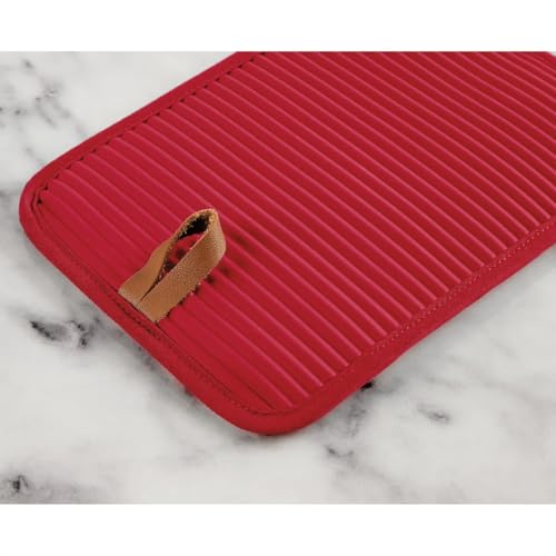 KitchenAid Chambray 4 Pack Pot Holder and Mini Oven Gloves Mitt Set Heat Resistent Non-Slip Silicone Grips 100% Cotton (RED) - Image 4