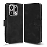 HAOYE Lederhülle für Oppo Find X9 Hülle, Handyhülle Premium TPU/PU Schutzhülle Flip-Hülle mit Standfunktion, Kartenfach & Magnetverschluss, Schwarz