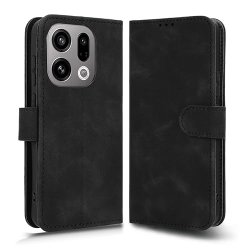 HAOYE Lederhülle für Oppo Find X9 Hülle, Handyhülle Premium TPU/PU Schutzhülle Flip-Hülle mit Standfunktion, Kartenfach & Magnetverschluss, Schwarz