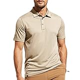 Haimont Men's Quick Dry Polo Collared Golf Shirts Short Sleeve Casual Moisture Wicking Performance Top, Lightweigh, Khaki, L