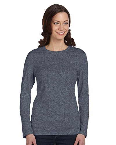 Bella + Canvas 4.2 oz. Long-Sleeve Crew Neck Jersey T-Shirt -DEEP HEATHER -M