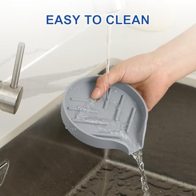 LANMU Silicone Smiley Face Sponge Holder for Kitchen Sink, Sink Caddy Organizer with Drainage for Quick Drying, Dishwasher Safe, Fit Palm Bush, Soap Dispenser Storage