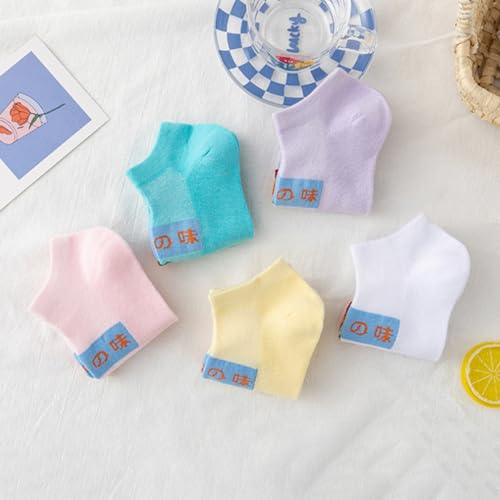 5 Pairs Aesthetic Cute Ankle Socks for Women Fruit Design Low Cut No Show Socks3