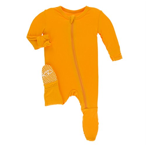 Image of KicKee Pants Print Footie with Zipper, Fitting Long Sleeve Pajama Baby Bodysuit, Ultra Soft Everyday One Piece Loungewear