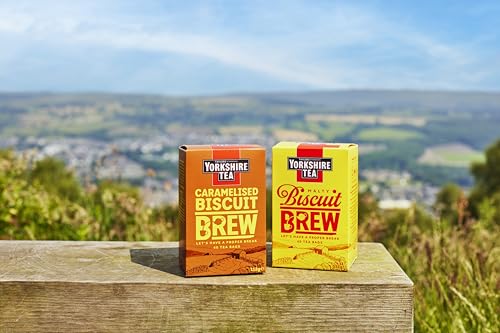 Image of Yorkshire Tea Caramelised Biscuit Brew, Pillow Tea Bags, 40 Count (Pack of 4), Caffeinated, Enjoy Hot or Iced, 40 Teabags